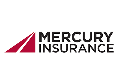 Mercury Insurance logo with red geometric mark and black text on white background