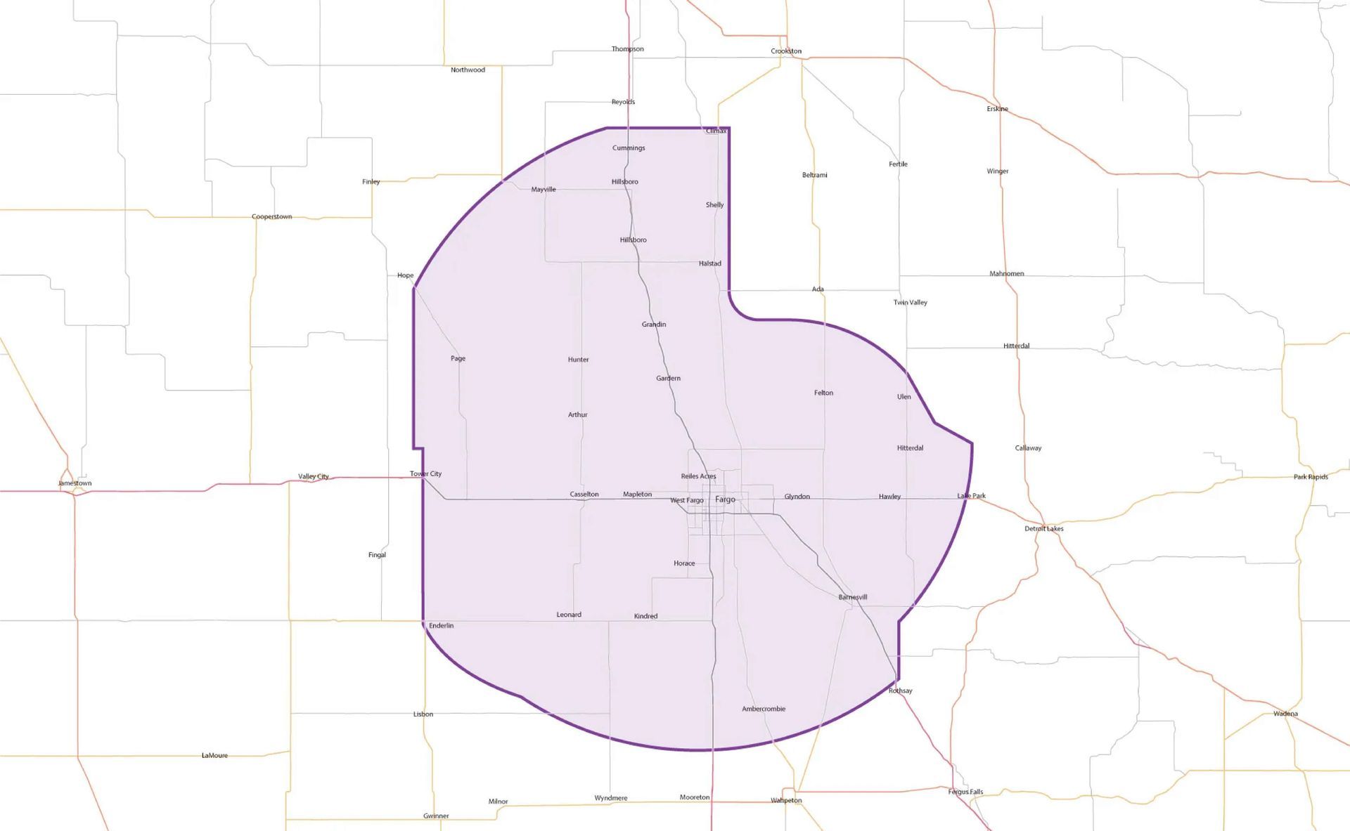 Approximate Service Area Map