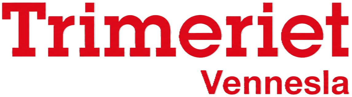 Trimeriets logo i r&oslash;d tekst med &laquo;Vennesla&raquo; under p&aring; hvit bakgrunn