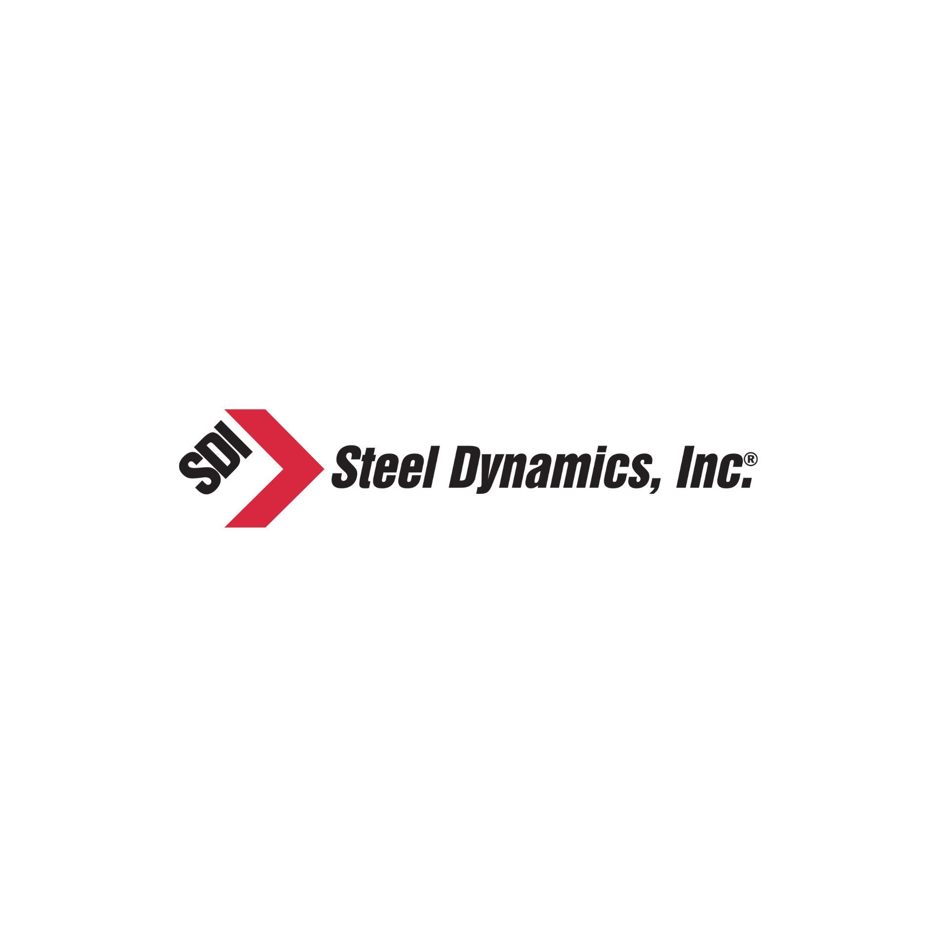 A logo for steel dynamics inc. is shown on a white background.