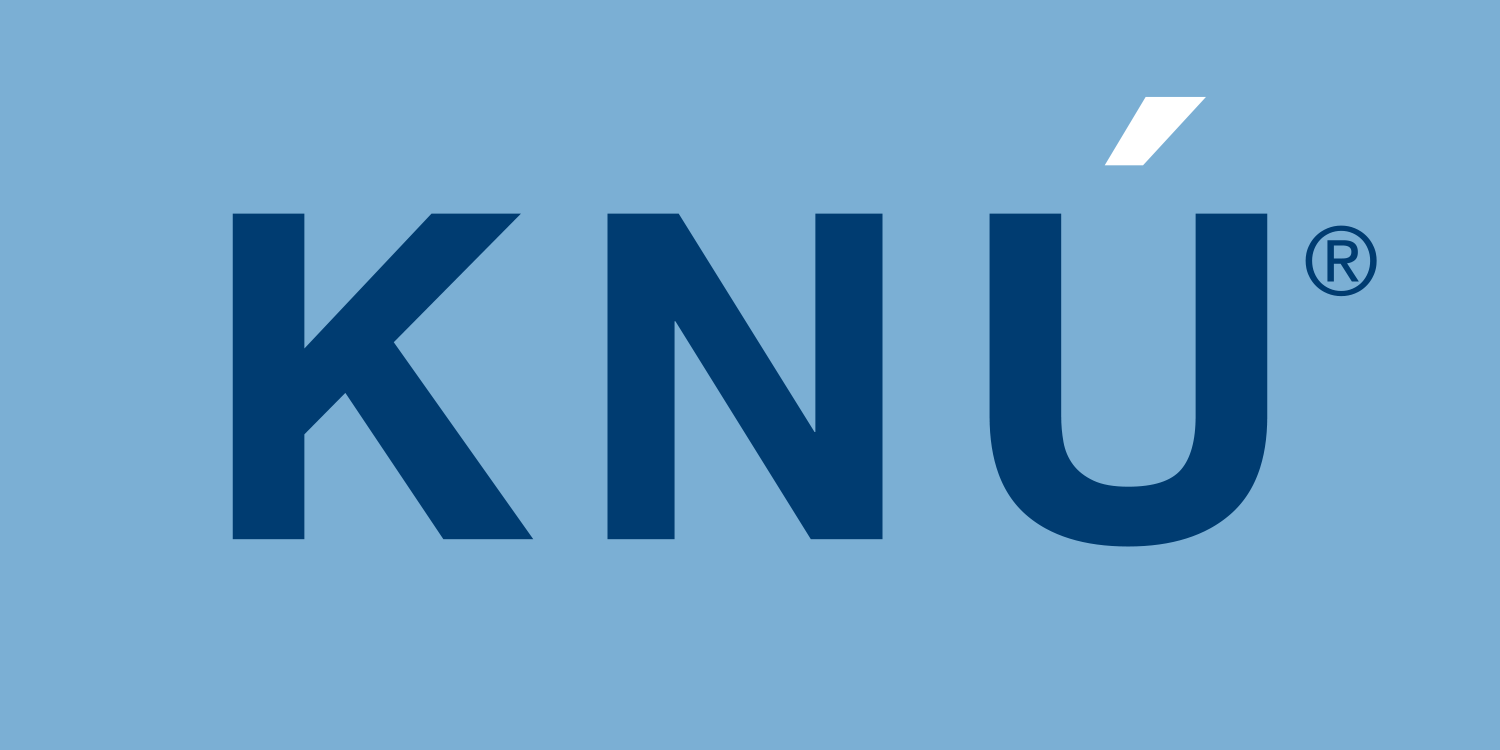 The knu logo is on a blue background