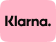 Het Klarna-logo in donkerbruine tekst in een lichtroze, afgeronde rechthoek.