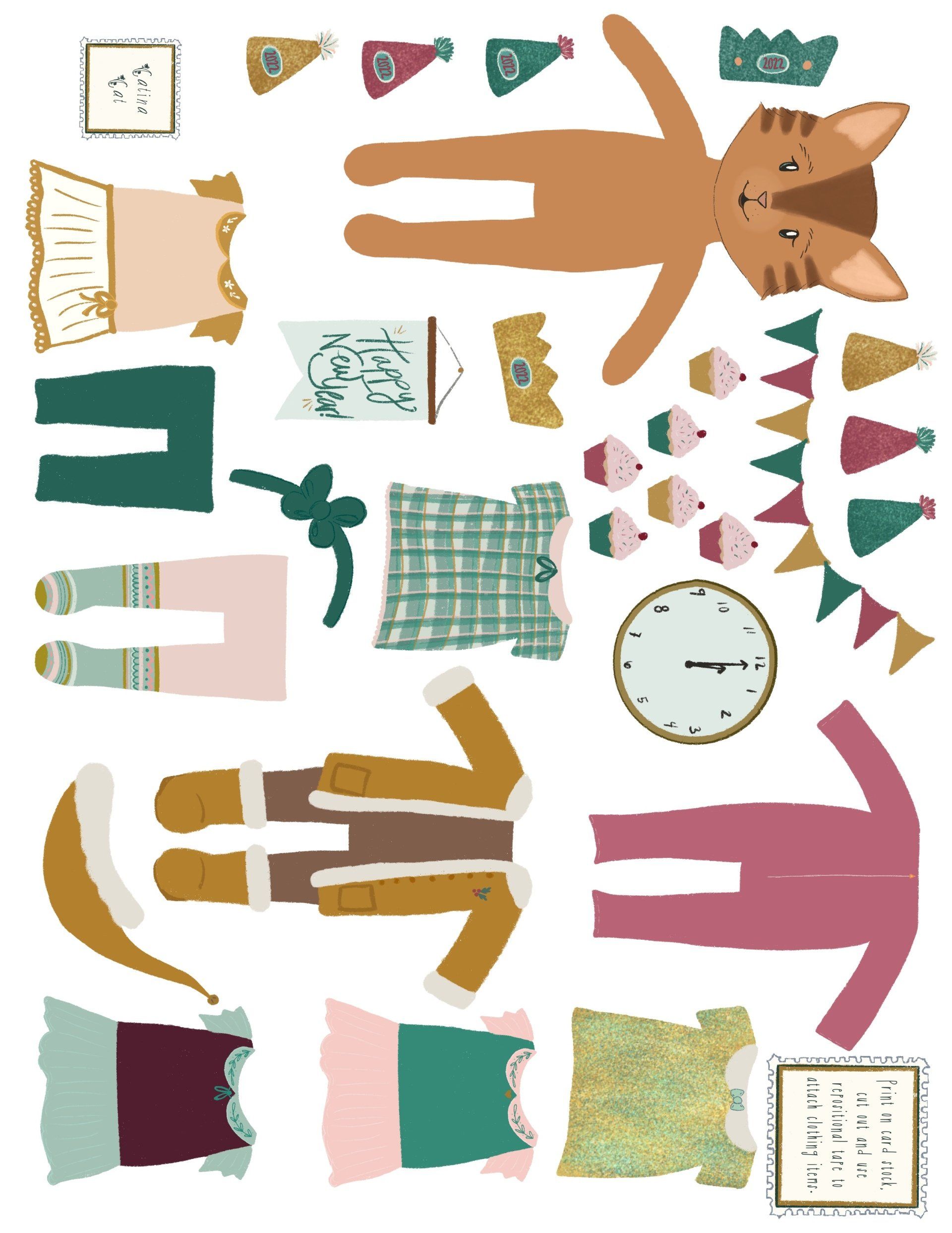 New Years 2022 Kitten Printable