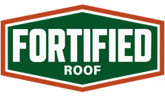 Fortified Roof logo in green, white, and orange with bold text inside a shield shape