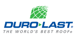 Duro-Last logo with blue text, green roof icon, and the tagline “The World’s Best Roof”