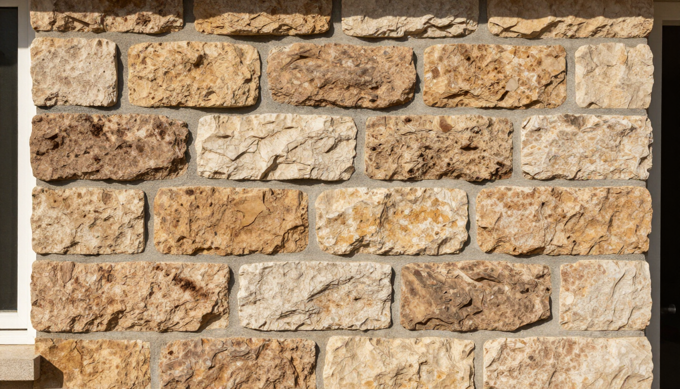 Natural stone veneer installation on a residential home in Atchison, KS