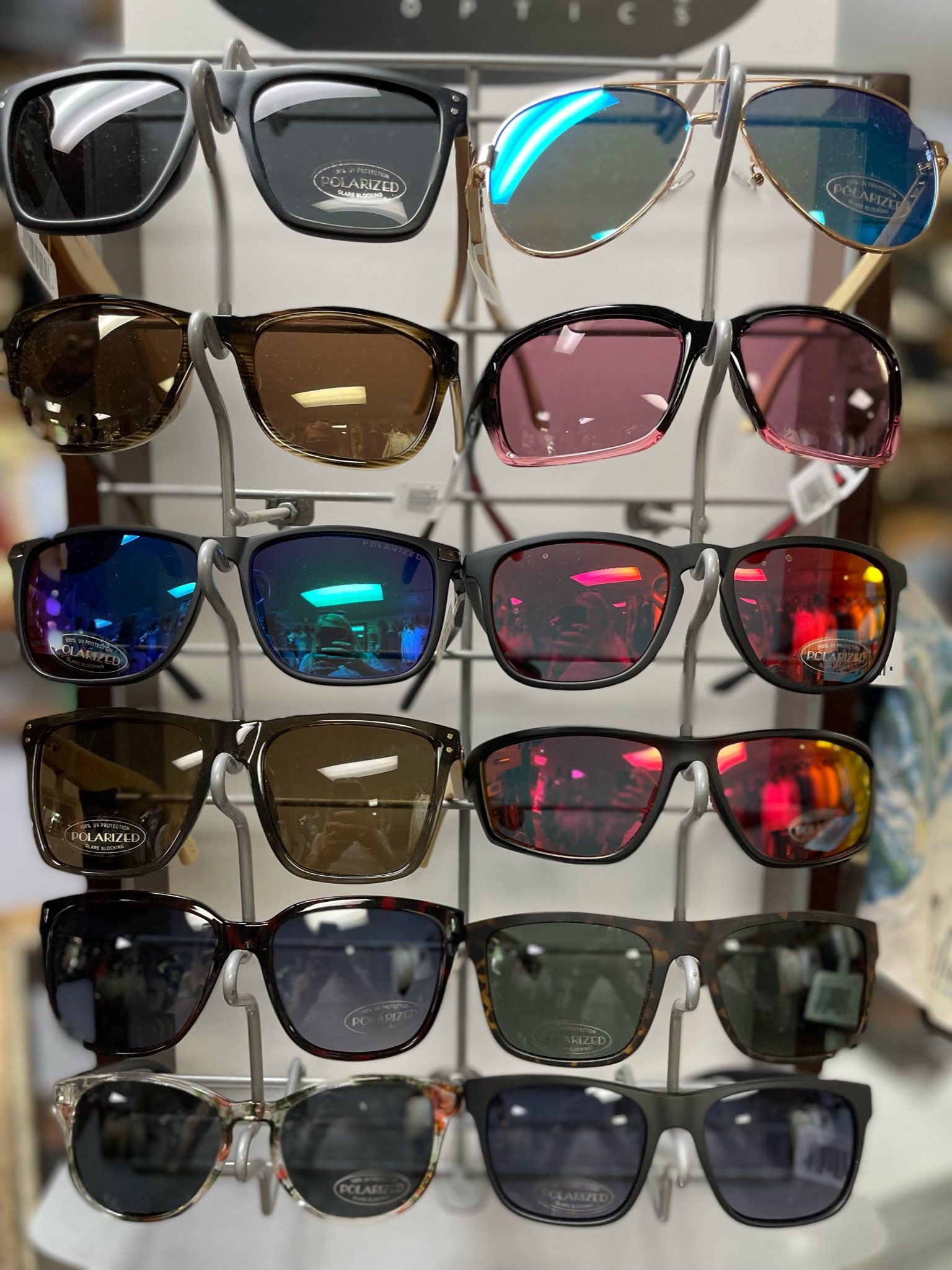 sunglasses on display rack