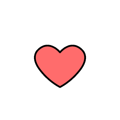 Red heart with a black outline.