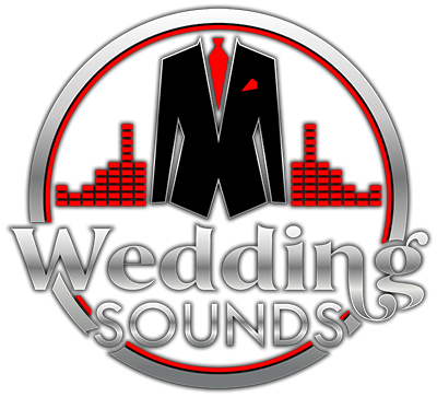 A logo for wedding sounds with a suit and tie