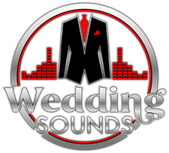 A logo for wedding sounds with a suit and tie