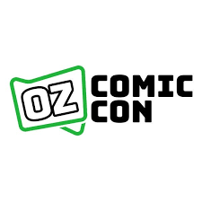 OZ Comic Con logo in black and green on a white background