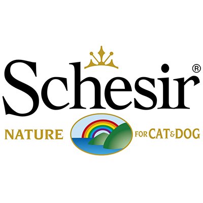 Logo del marchio di alimenti per animali domestici Schesir: testo