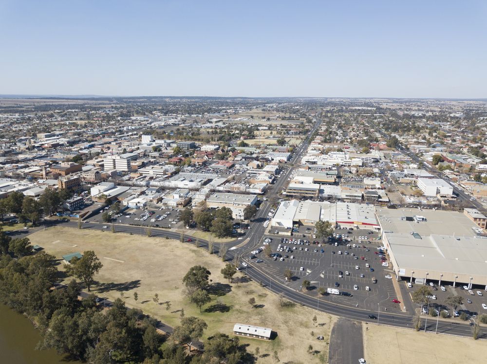 Aerial View of a Town With Roads, Buildings, and a Large Parking Lot — Robert Seeliger Painter & Decorator in Dubbo, NSW
