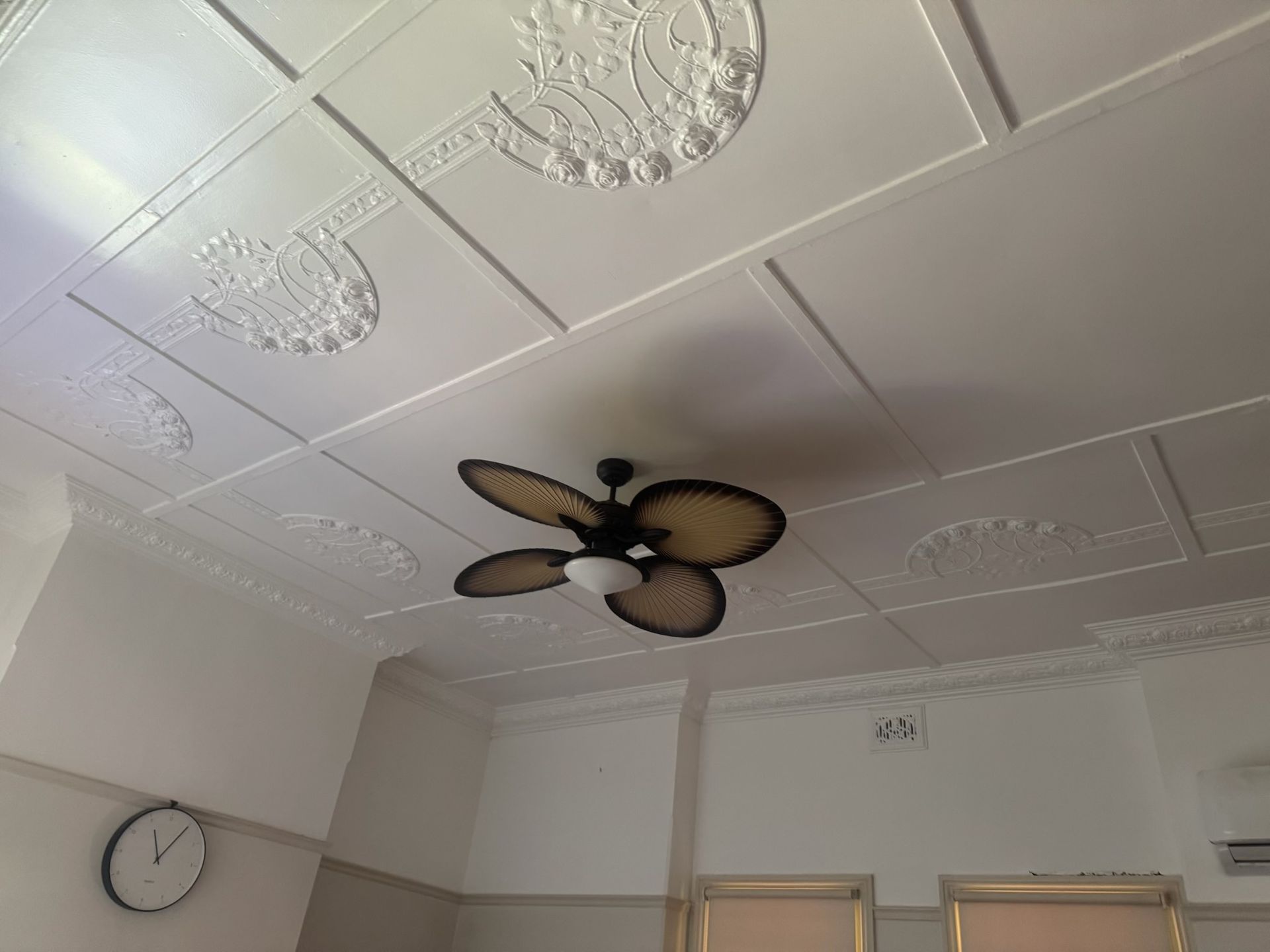 A Low-Angle View of a White Patterned Tin Ceiling — Robert Seeliger Painter & Decorator in Dubbo, NSW