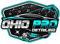 The logo for ohio pro detailing shows a car and a polisher.