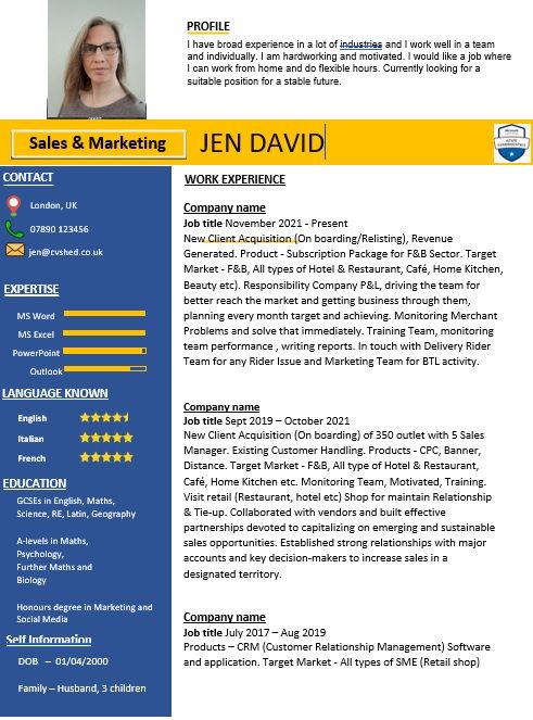 Example of a bad CV layout