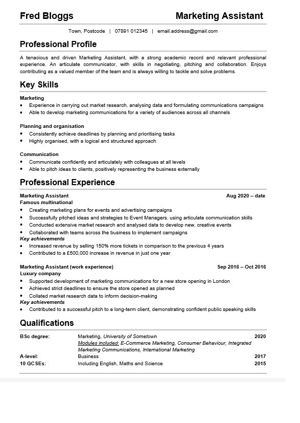 An example of a great CV format 
