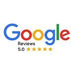 Google Reviews logo with 5.0 rating and five gold stars
