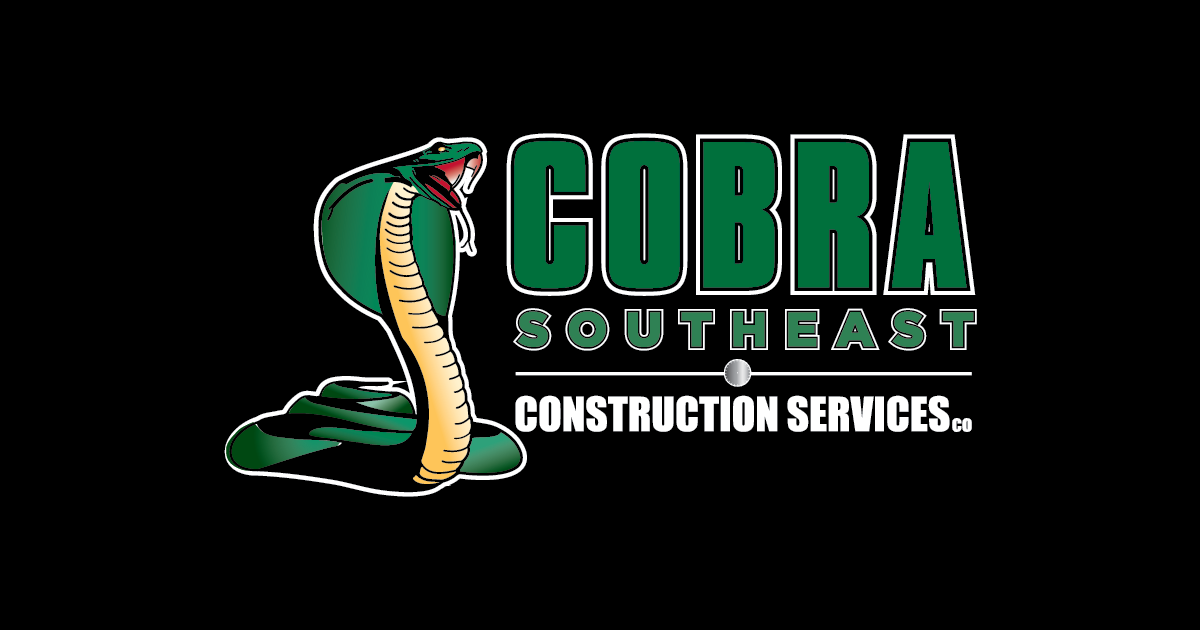 Logo for Cobra Southeast Construction Services with a green cobra and text.