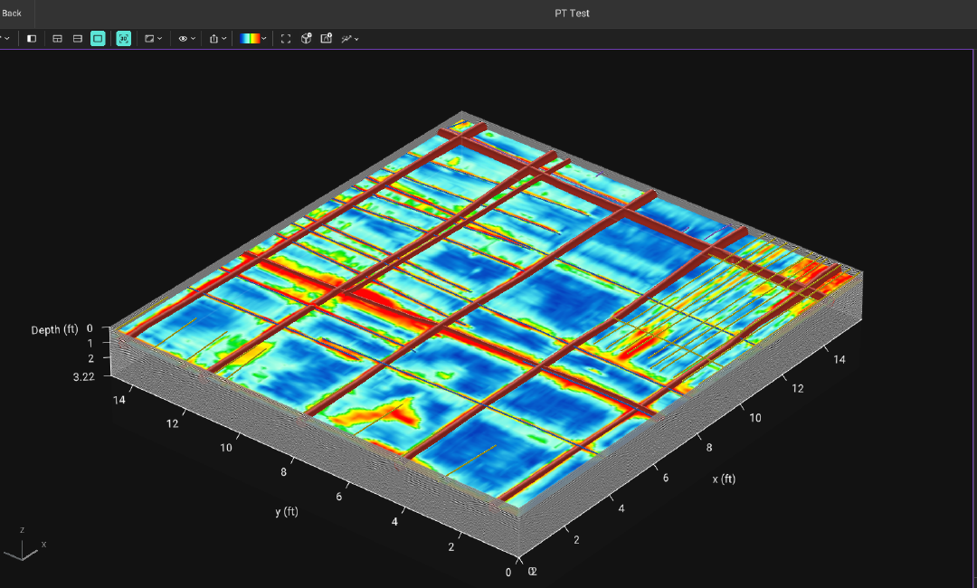 A computer screen shows a 3d model of a building.
