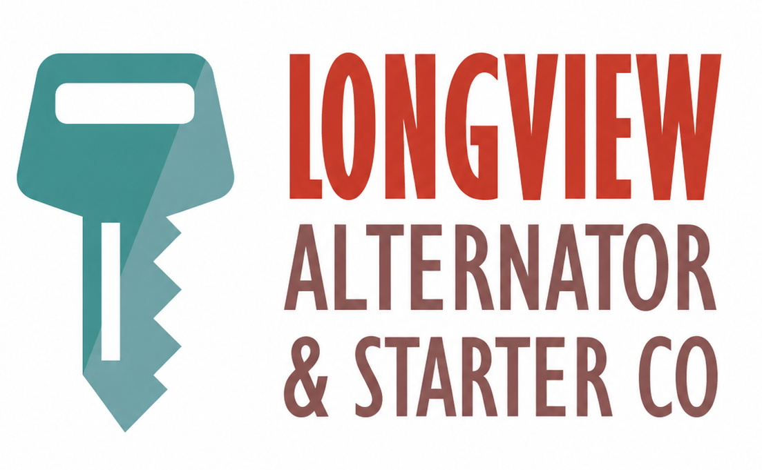 Longview Alternator & Starter Co logo with teal key icon and red-brown text