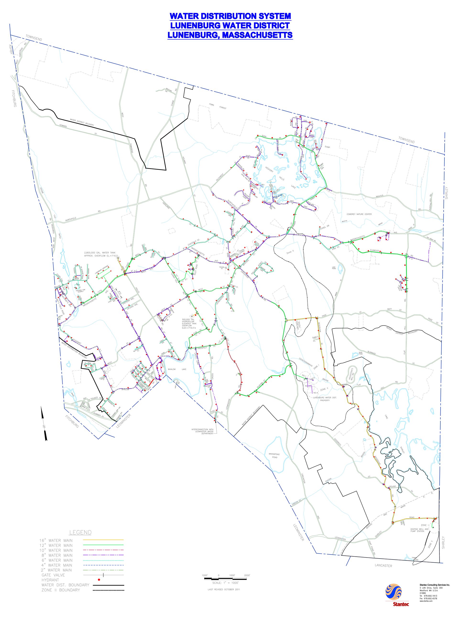 Distribution Map Lunenburg Water District Lunenburg, MA 01462