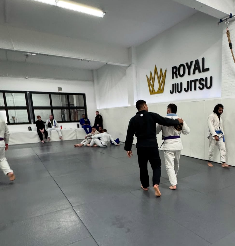 Adults training Brazilian Jiu Jitsu at Royal Jiu-Jitsu Queens in Queens, NY for fast stress relief.