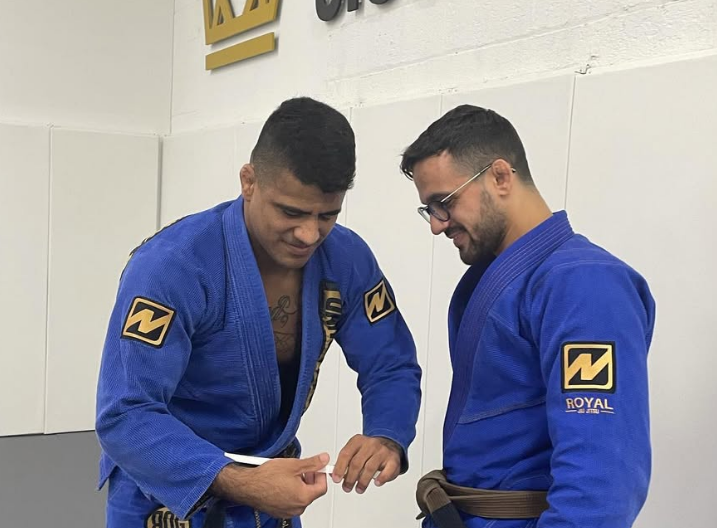 Adults drilling Brazilian Jiu-Jitsu techniques at Royal Jiu-Jitsu Queens in Queens, NY for strength and confidence.