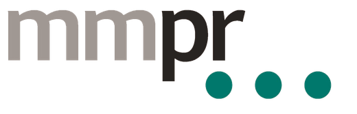 MMPR-Logo mit blaugrünen Punkten.