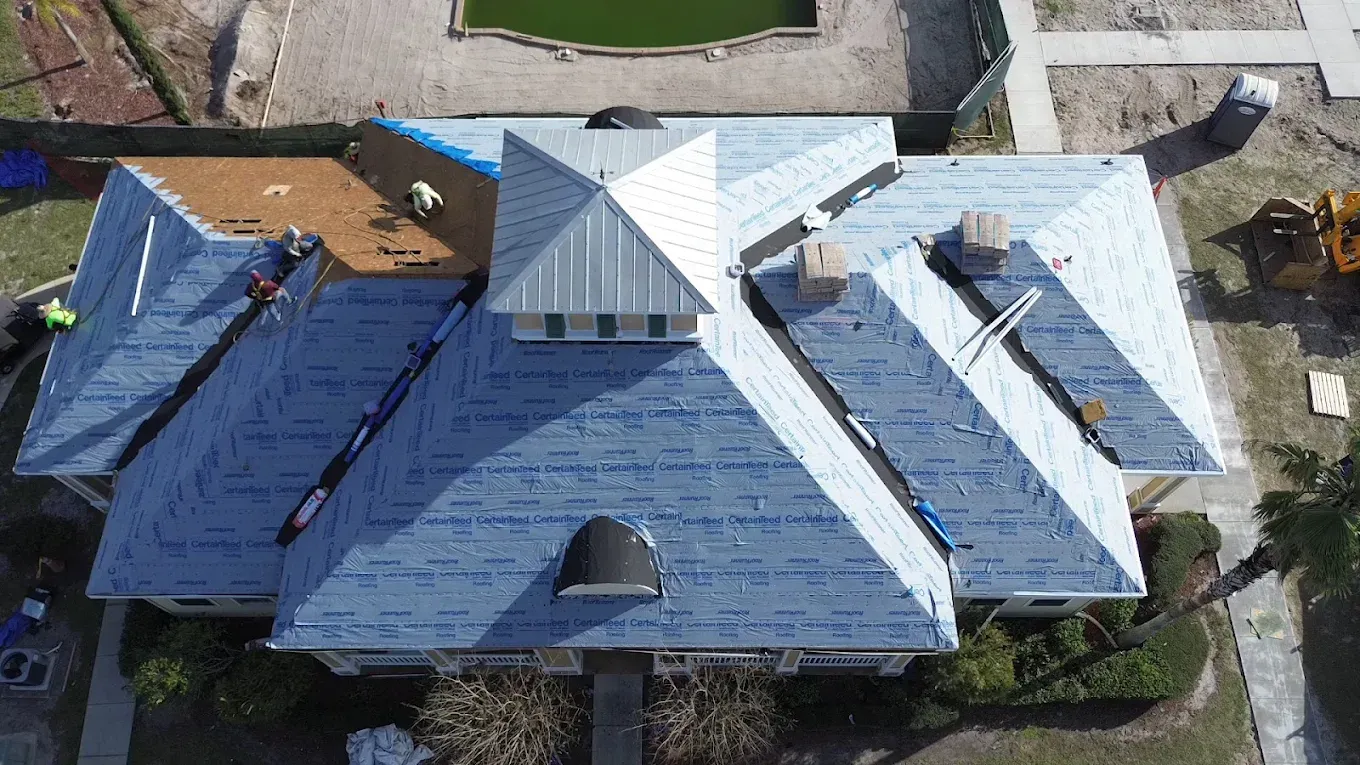 Commercial roofing system being installed by Rhyne Roofing in Central Florida