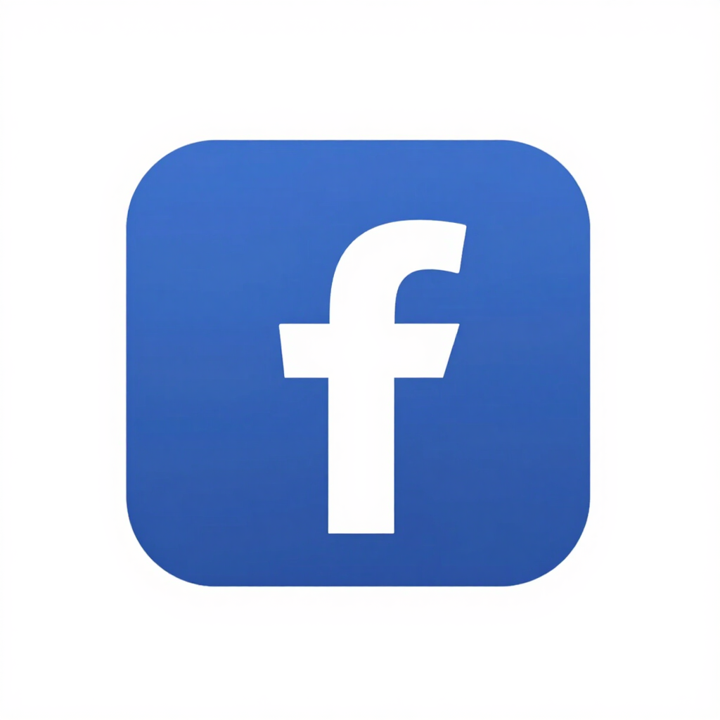 Facebook logo: white lowercase “f” on a blue rounded square