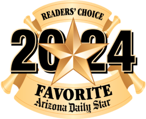 2024 Readers' Choice Favorite award logo with a gold star, banner, and text for Arizona Daily Star.