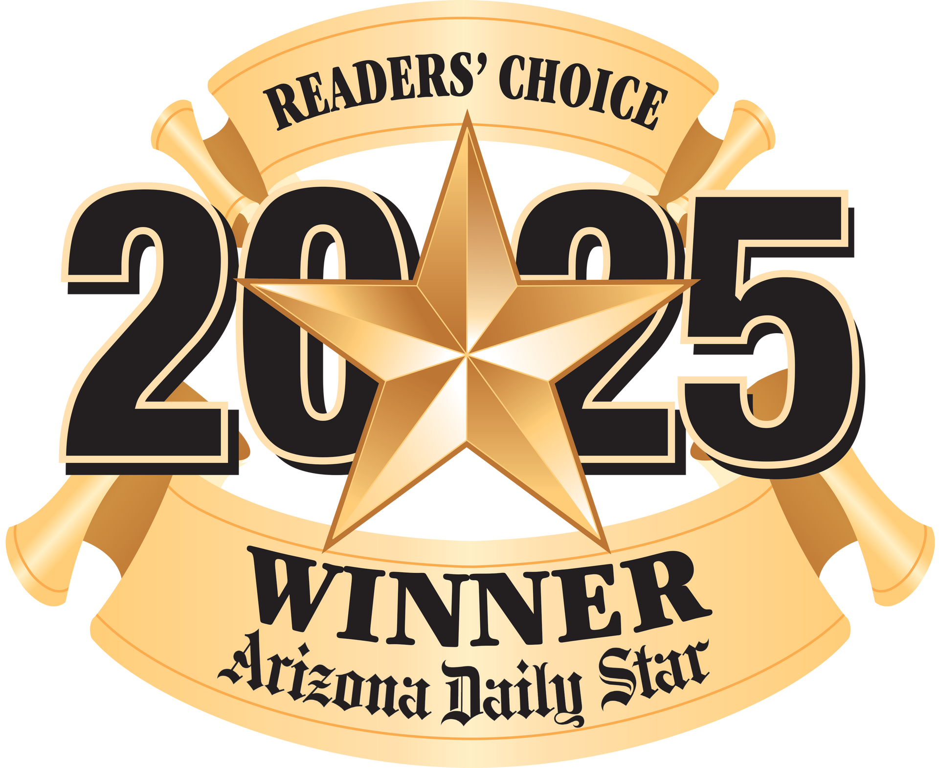 Readers' Choice Winner logo for 2025: Gold star with text 