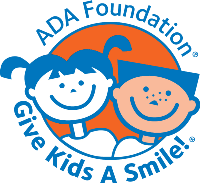 ADA Foundation logo: Two smiling cartoon kids in blue and orange. Text: 