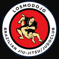 Logo: Two people grappling inside a black circle with a red sun background; "LOS MO DOJO Los Molinos Cali" below.