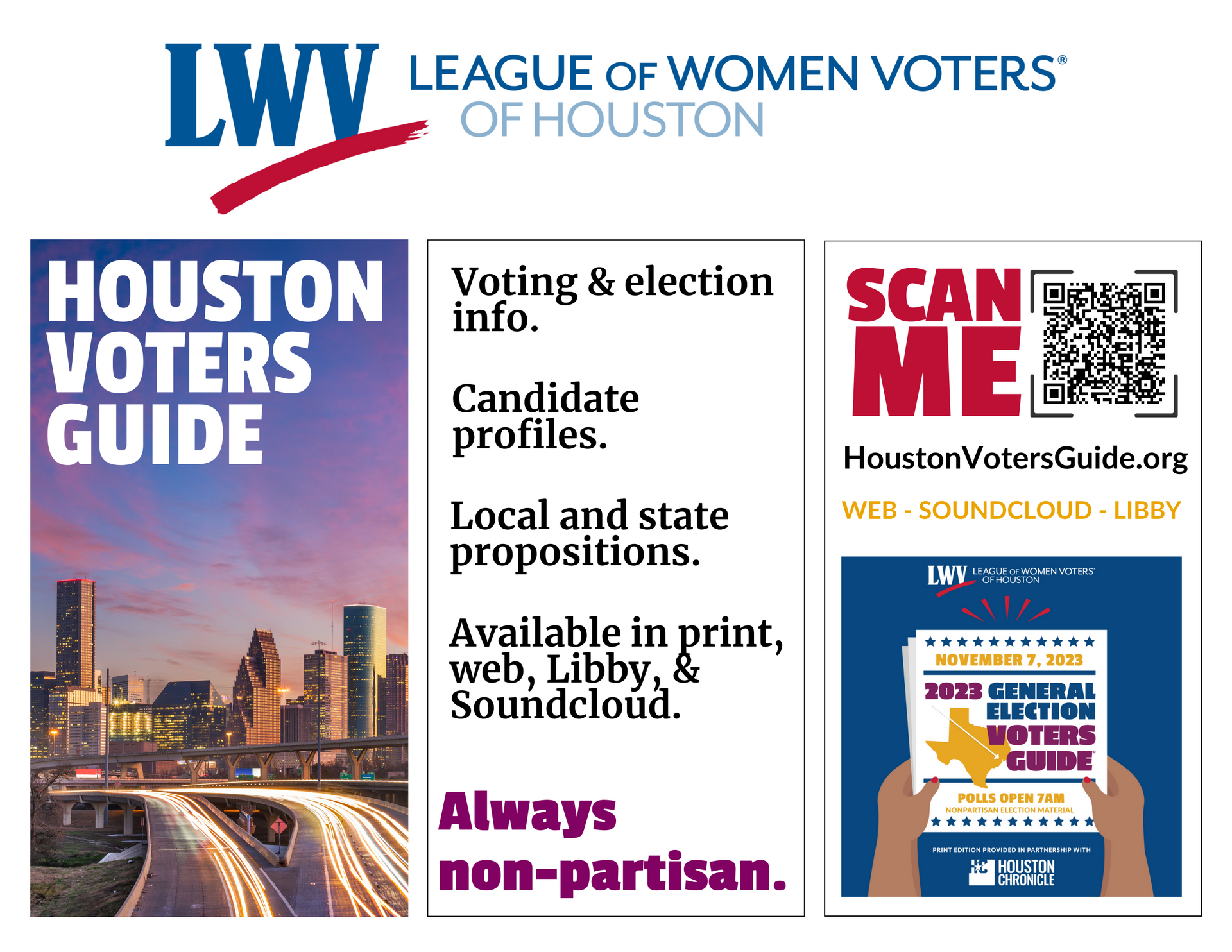 A poster for the league of women voters of houston