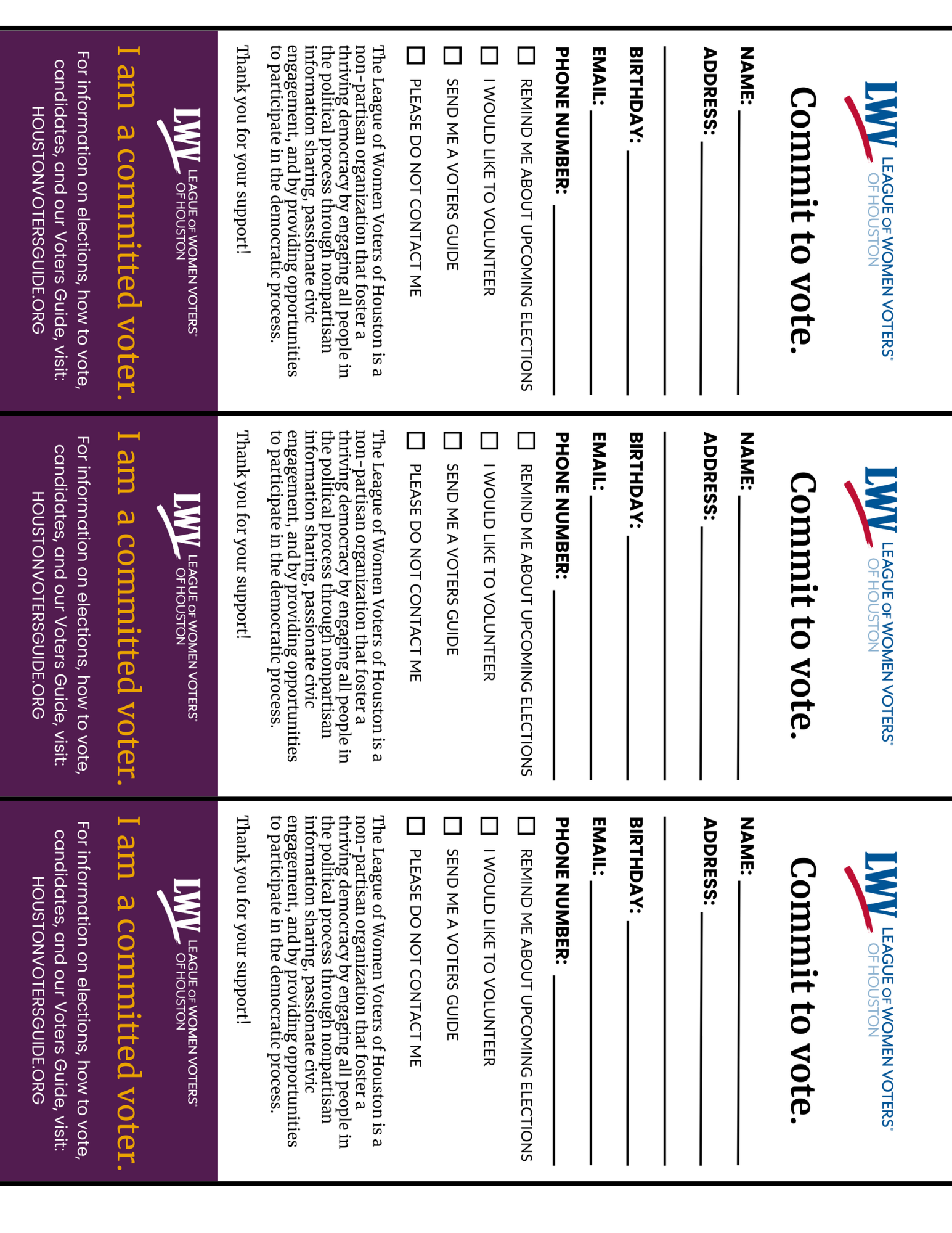 Three pamphlets that say i am a committed voter