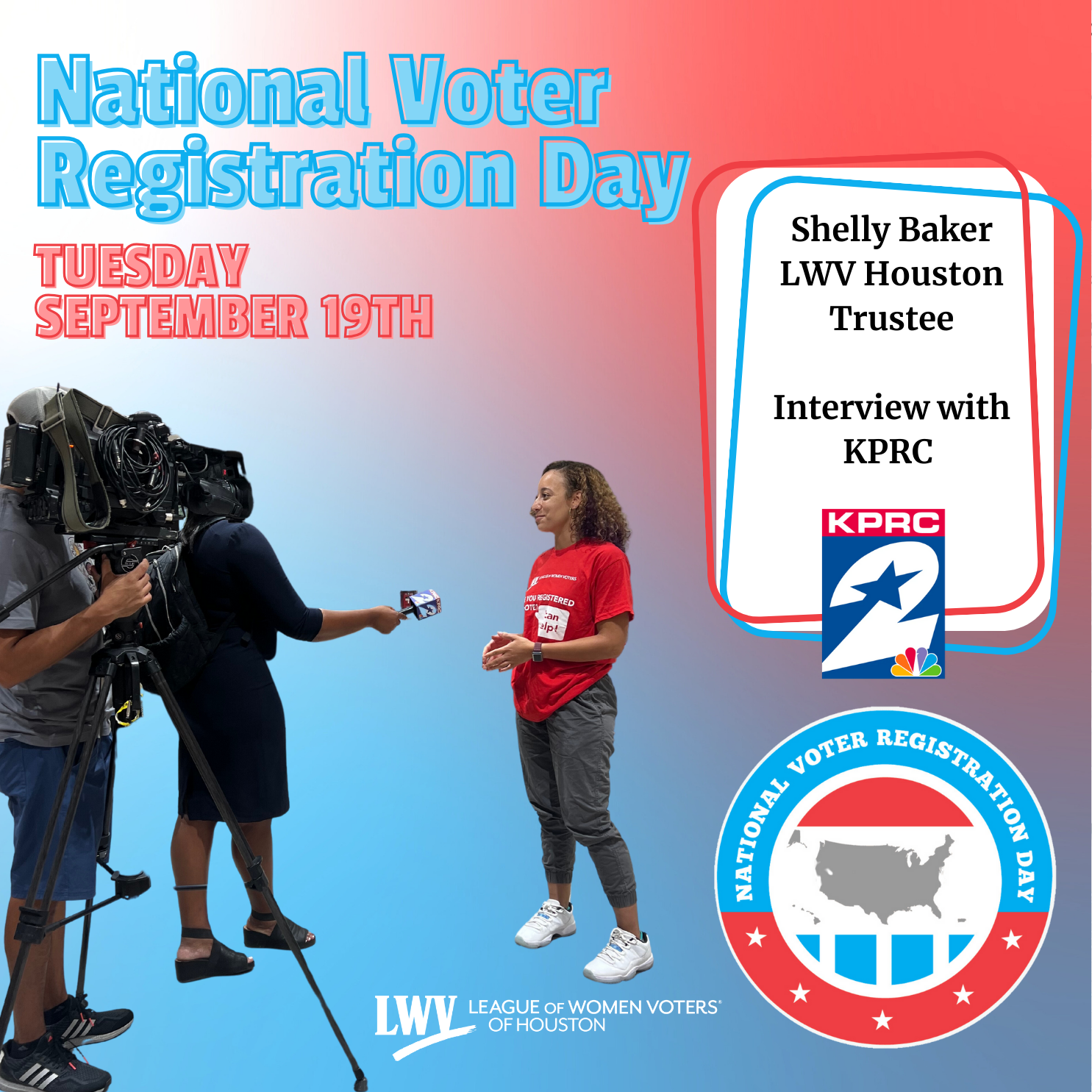 Being interviewed on national voter registration day