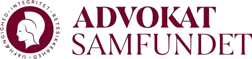 Logo for Advokat Samfundet. Med et cirkulært emblem med profil og tekst samt organisationens navn.