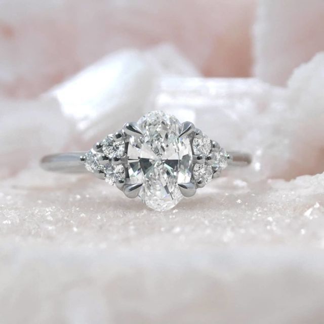 Kimberfire oval sidestone engagement ring