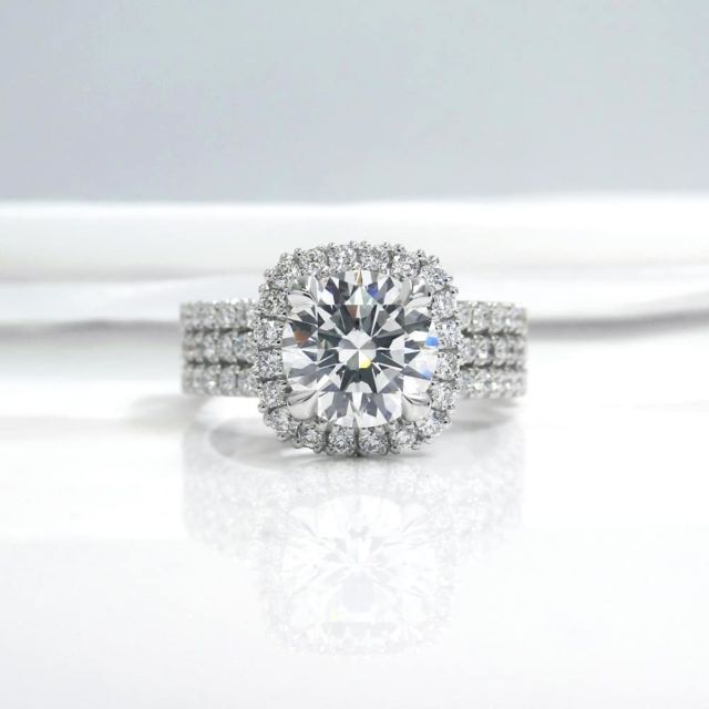 kimberfire three-row halo engagement ring