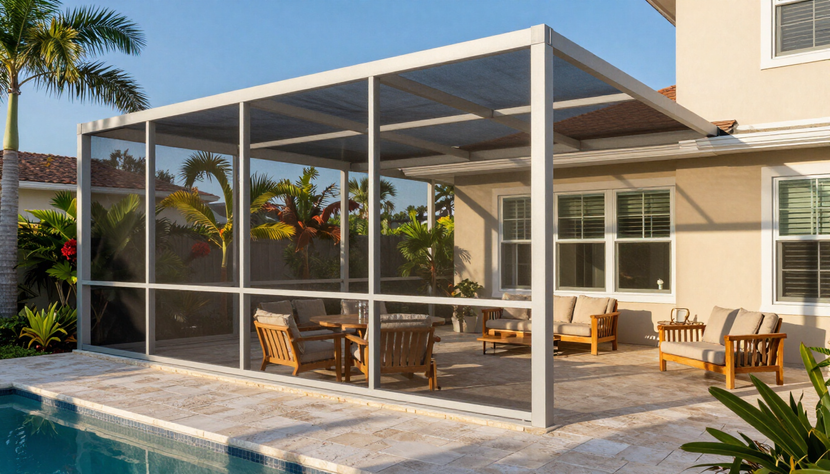 Finished screened lanai at a Brevard County Florida home