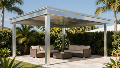 Aluminum patio cover over outdoor area