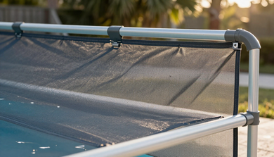 Repaired screen panel on pool cage