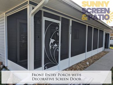 Decorative screen door on Florida home