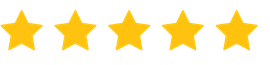 Five yellow stars in a row on a white background