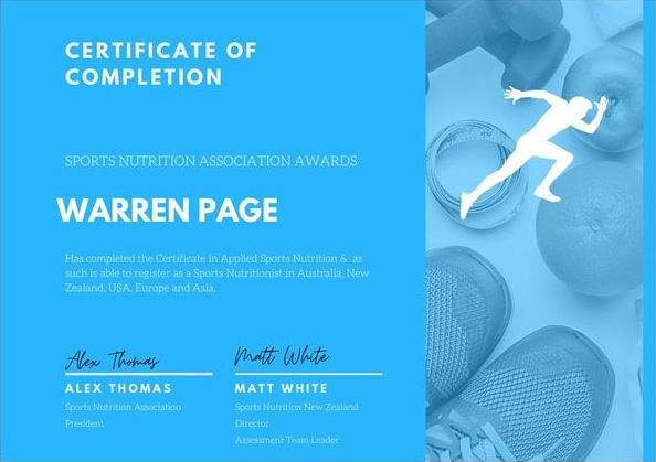 Certificate of completion sports nutritionist 