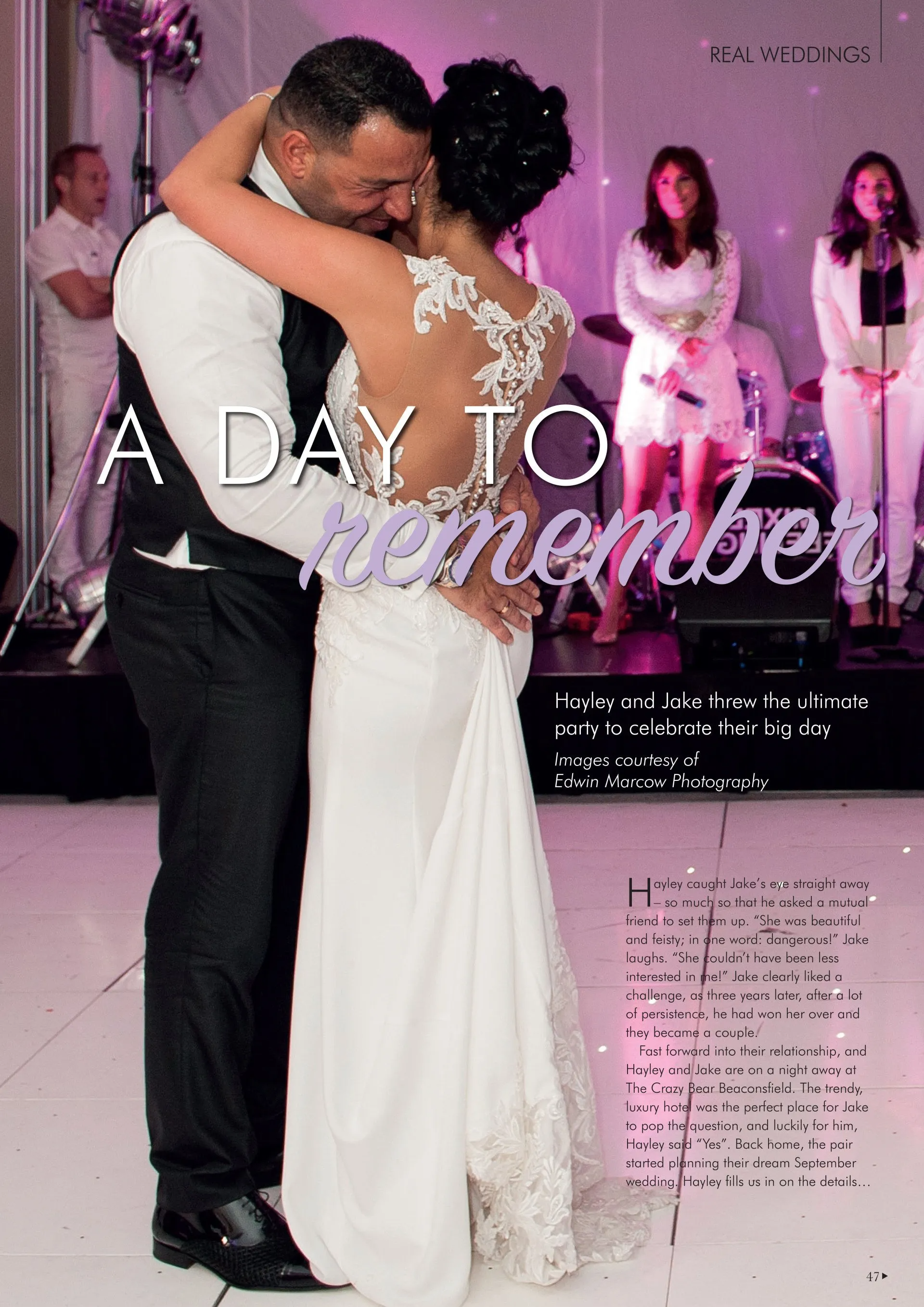 Hayley & Jakes  first dance the band Mixed Feeling look on from the stage