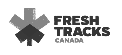 Logo for Fresh Tracks Canada with a stylized snowflake and text.