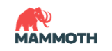 Red woolly mammoth logo with the word 